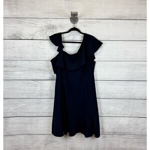 Lane Bryant Plus Size Navy Ruffle Solid Sleeveless Spring Dress Size 18